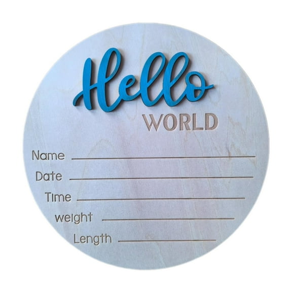 MERIGLARE Newborn Announcement Sign Newborn Welcome Sign Round World Sign Keepsake for Birthday Party Decoration Boys and Girls Blue
