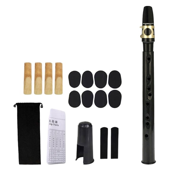 MERIGLARE Pocket Saxophone Woodwind Instrument Compact Size Practice Tool with Mouthpiece Reeds Carrying Bag for Kids Beginner Amateurs black