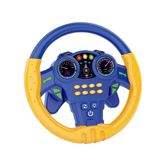 MERIGLARE Round Steering Wheel Toy Kids Electric Wheel Toy Pretend Play Educational with Music and Light Car Driving for Children Gifts blue