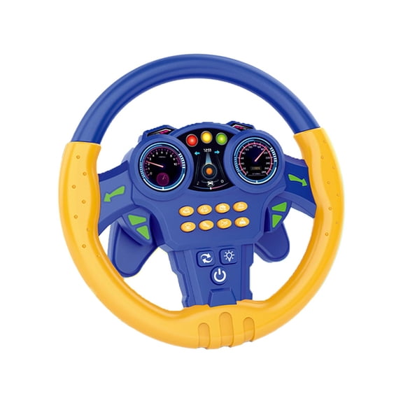 MERIGLARE Round Steering Wheel Toy Kids Electric Wheel Toy Pretend Play Educational with Music and Light Car Driving for Children Gifts blue
