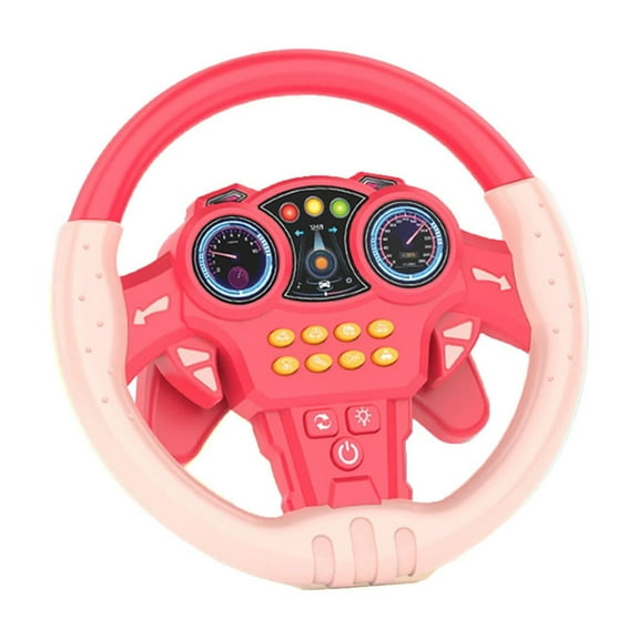 MERIGLARE Round Steering Wheel Toy Kids Electric Wheel Toy Pretend Play Educational with Music and Light Car Driving for Children Gifts red