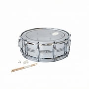 MERIGLARE Stainless Steel Snare Drum 14 Inch 10 Lug Percussion Instrument with Pair of Drumsticks for Musicians Stage Performance