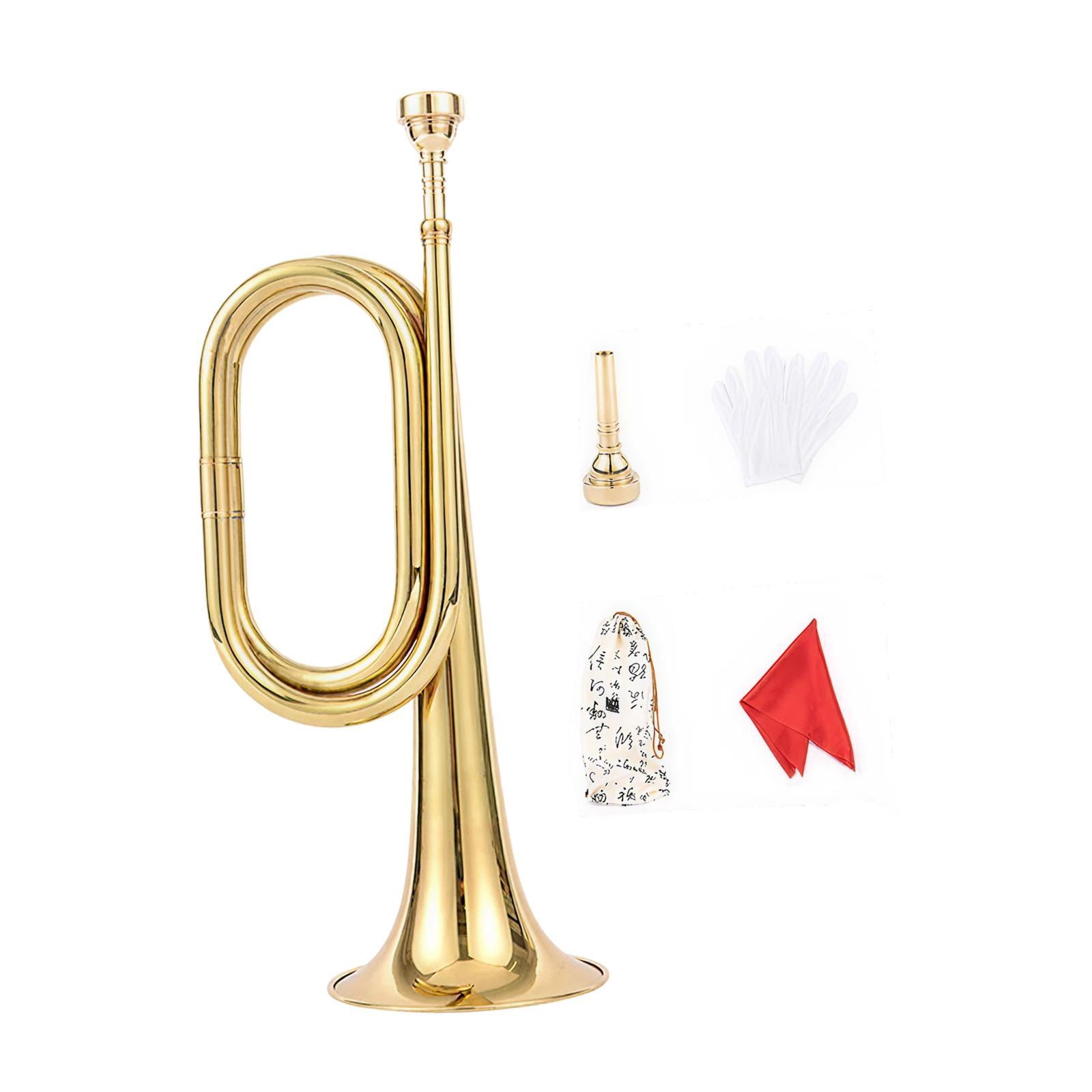 MERIGLARE Trumpet Brass Instrument with Gloves Classic Professional Marching Bugle for Kids Advanced Student Beginner Stage Performance Style C