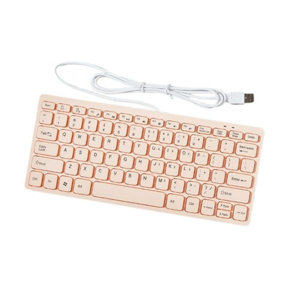 MERIGLARE USB Wired Keyboard 78 Keys Mini Professional Ideal Gifts Plug and Play Silent Keystroke Comfortable Typing for Industrial Use Pink