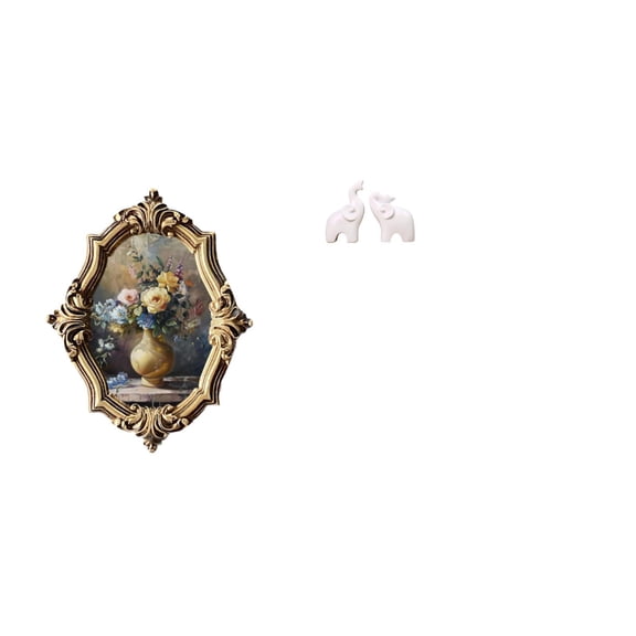 MERIGLARE Vintage Resin Elephant Art Photo Frame Unique Animal Sculpture Tabletop Decoration for Office Bedroom Gallery Wall Entrance Decor