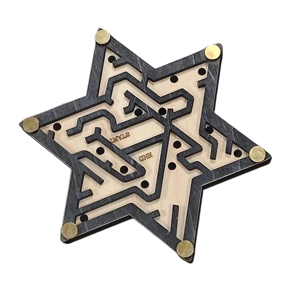 MERIGLARE Wooden Maze Game Logic Board Puzzle Marble Maze Double Sided Handheld Wood Activity Board Suitable for Stocking Stuffer Classroom Challenge Stress Relief hexagon