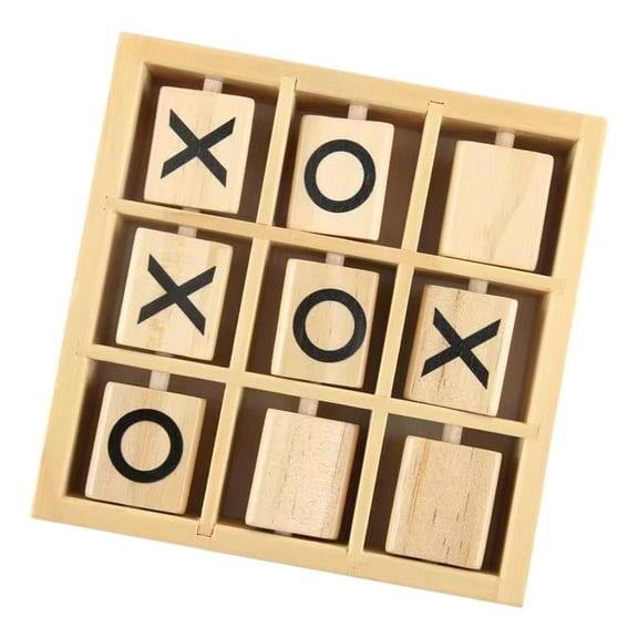 MERIGLARE Wooden Tic TAC Toe Game Chess Board Game Interactive Game for Outdoor Indoor 14.2cmx14.2cmx3.5cm