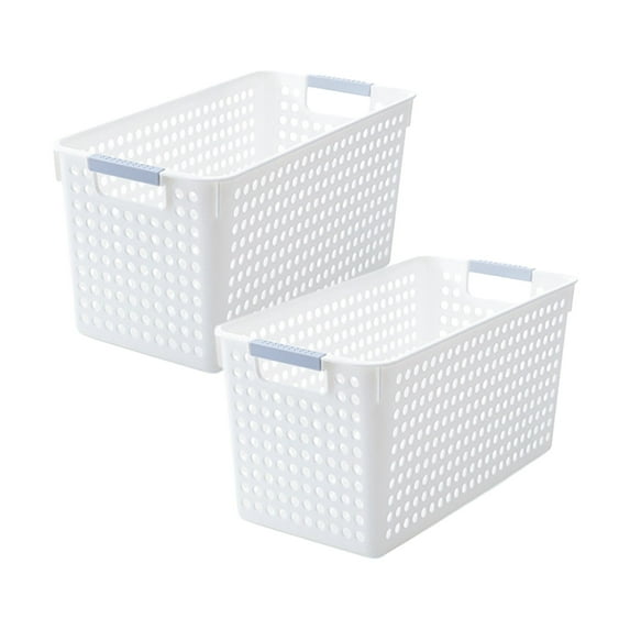 MERILER 2 Pcs Stylish Pink Plastic Laundry Basket with Silver Handles - Lightweight, Space-Saving, and Durable for Family and Dorm Use - Ideal for Sorting Clothes and Organizing Toys