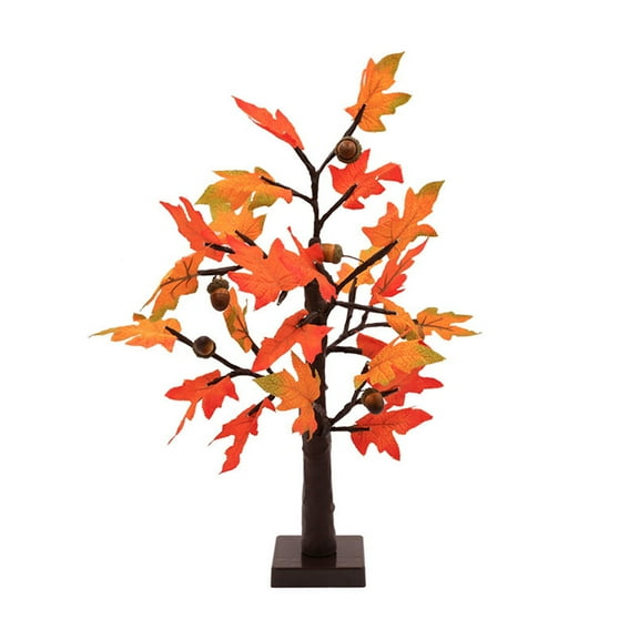 MERILER 24-Inch LED Lighted Maple Tree - Fall Thanksgiving Decoration with Adjustable Branches for Indoor Tabletop or Outdoor Covered Porch