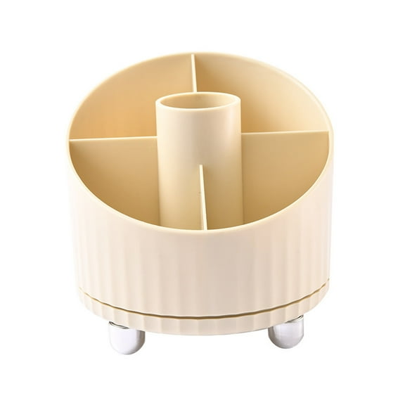 MERILER 360° Rotating Makeup Organizer - Clear Cosmetic Storage Tray with Compartments for Lip Gloss, Brushes, and Beauty Essentials - Perfect for Vanity and Bathroom Cabinet (1 Count)