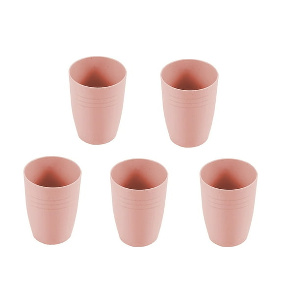 MERILER 5PCS Reusable Plastic Cups - Multicolor Straw Cups for Kitchen, Office, and Travel - Dishwasher Safe Stackable Drinking Glasses