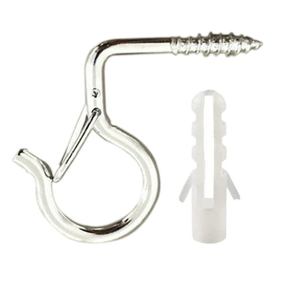 MERILER 6 PCS Outdoor Hooks for Hanging String Lights, Plants, Wind Chimes - Windproof and Durable Iron Screw Hooks with Transparent Plastic Box