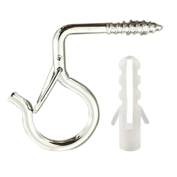 MERILER 6 PCS Outdoor Hooks for Hanging String Lights, Plants, Wind Chimes - Windproof and Durable Iron Screw Hooks with Transparent Plastic Box