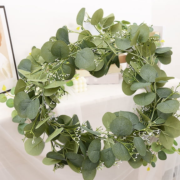 MERILER Artificial Rattan Wreath Decoration - Lifelike Green Leaves for Home Interior Accent, Easy Maintenance, Perfect Gift Idea