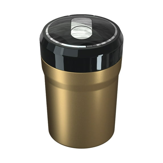 MERILER Automotive Ashtray with LED Light - One-Click Open, Flame Retardant & Heat Resistant, Ceramic Liner, Easy to Clean, Stainless Steel, Long Service Life, Modern Design