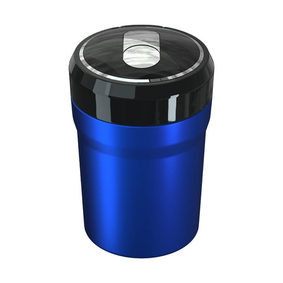 MERILER Automotive Ashtray with LED Light - One-Click Open, Flame Retardant & Heat Resistant, Ceramic Liner, Easy to Clean, Stainless Steel, Long Service Life, Modern Design