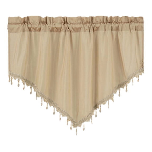 MERILER Beige Solid Color Triangular Curtains - Polyester Short Household Drapes for Bedroom, Living Room, and Kitchen (130x60cm) - Easy Through Rod Installation