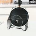 thumbnail image 1 of MERILER Black Iron Multi-layer Pot Lid and Cutting Board Storage Rack - Space-Saving Kitchen Organizer for Countertop, 1 of 6