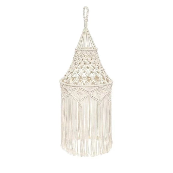 MERILER Bohemian Macrame Lamp Shade - Natural Cotton Rope Design for Modern Home Decor - Versatile White Lampshade for Living Room, Nursery, and Office - Boho Decoration