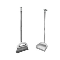 MERILER Brooms Indoor 180° Rotatable Standing Storage Buckle Type Broom and Dustpan Set with Scraping Teeth and Scraper Cleaning, Suitable for Home (1x Brooms and Dusts Pans Set)