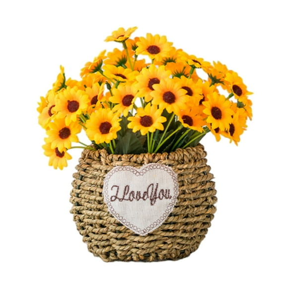 MERILER Canvas Flower Basket with Simulated Flowers - Elegant Decoration for Mother's Day, Easter, Valentine's Day Gifts, and Home Kitchen Wedding (1 Count)