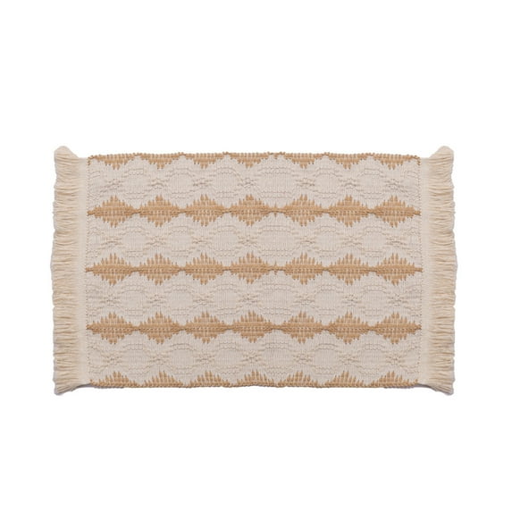 MERILER Cotton and Linen Fabric Placemats with Tassel Hanging, Color-Blocked Western-style Decorative Mats for Holiday Events and Daily Use