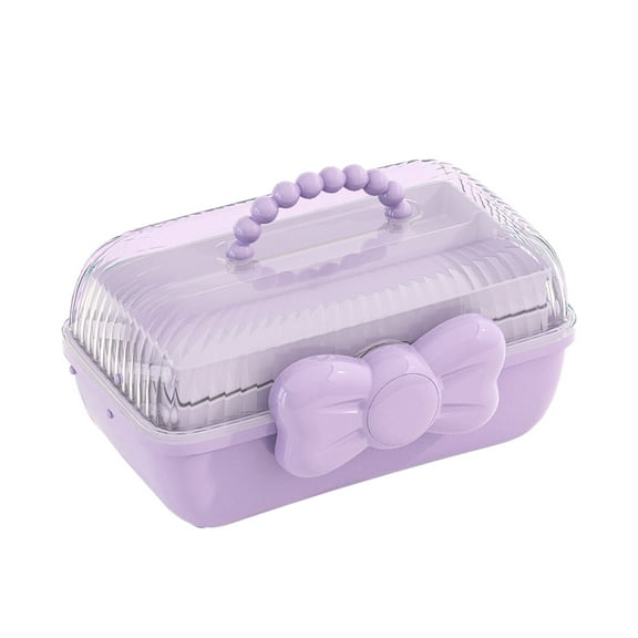 MERILER Cute Purple Plastic Hair Accessories Storage Bin - Elegant Organization Box for Girls, Perfect Gift for Any Occasion