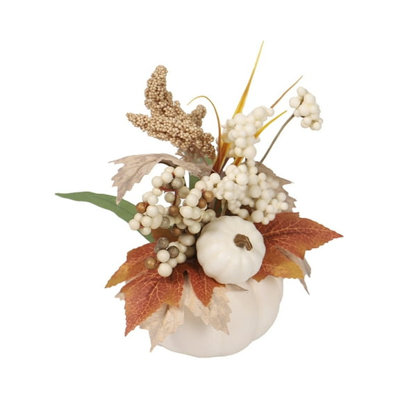MERILER Festive Autumn Decor Set: Plastic Pumpkin, Maple Leaf, and Berries for Halloween and Thanksgiving Home Accents