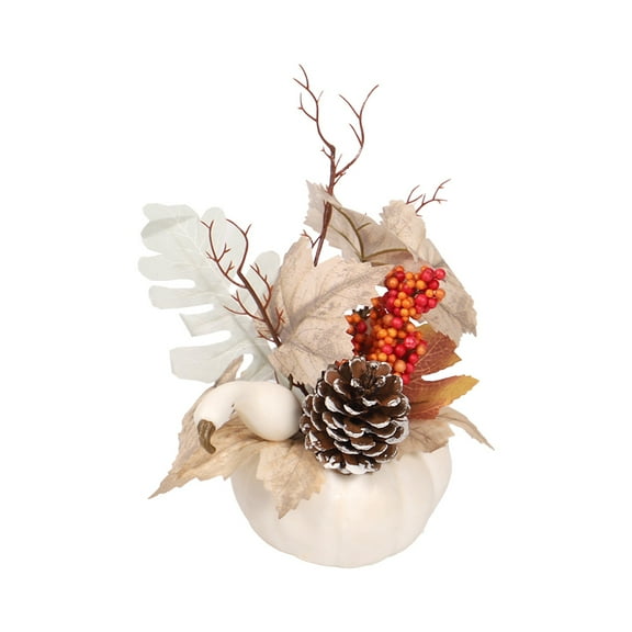 MERILER Festive Autumn Decor Set: Plastic Pumpkin, Maple Leaf, and Berries for Halloween and Thanksgiving Home Accents