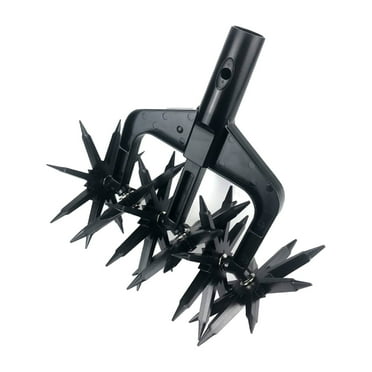 MERILER Gardening Rotary Tiller, Manual Cultivator with Detachable Tines, Ideal for Reseeding Grass or Terra Mixing (Without Pole)