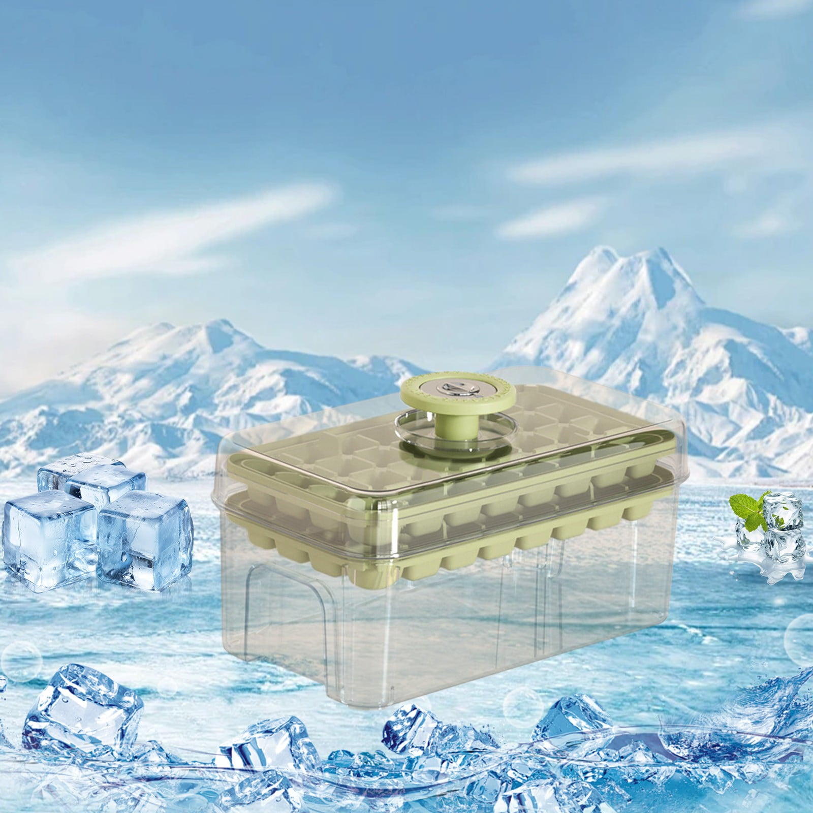 MERILER Green Plastic Food Grade Large Capacity Ice Cubes Mould with