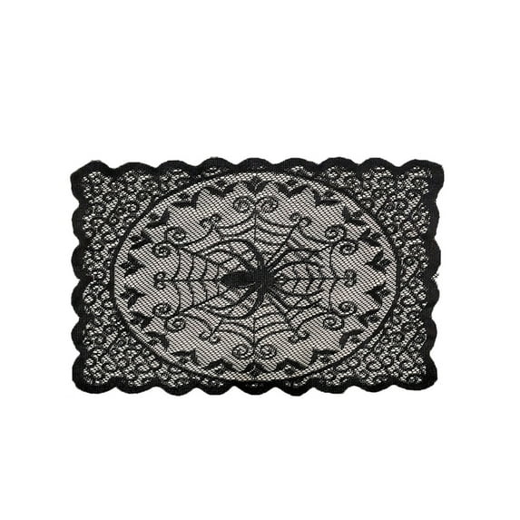 MERILER Halloween Knitted Black Placemat Lace Doily for Kitchen and Outdoor Decoration