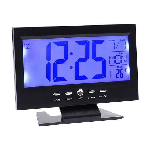MERILER Hot Selling Large Screen Electronic Alarm Clock - Intelligent Voice Control Night Light with Date and Countdown Functions, Black ABS Material for Bedroom/Study/Office and Public Places