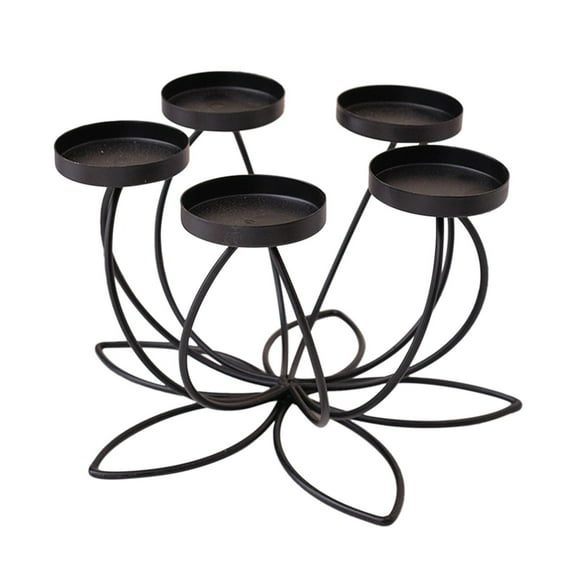 MERILER Iron Candlestick Romantic Candlelight Dinner - Modern Creative Table Decoration, Flowershape Candle Holder, Black Iron Material, Suitable for Bedroom and Special Events