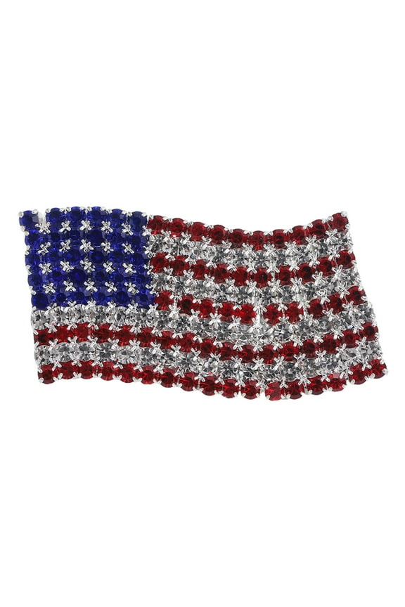 Jewelry Enamel Crystal Waving USA American Flag Patriotic Corsage Brooch Pin for Clothes, Scarf, Bag, Hat