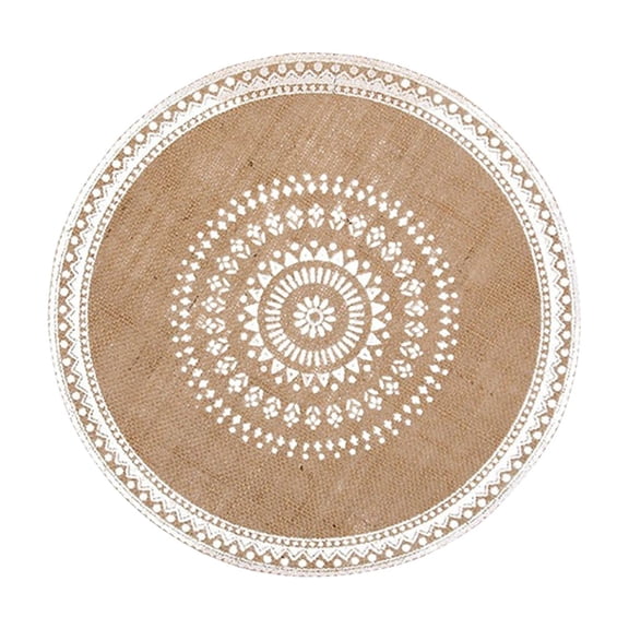 MERILER Jute Placemats Round - Black Linen Retro Decorative Non Slip Mats for Restaurants, Easy Clean and Heat Resistant, Versatile for Indoor and Outdoor Use