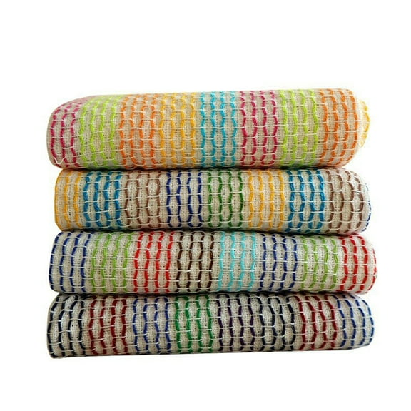 MERILER Kitchen Dish Cloths: 100% Cotton, Soft, and Absorbent - Multipurpose Towels for Drying Dishes, Cleaning, and More - 4 Multicolor Set