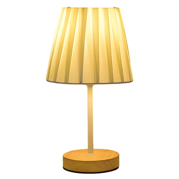 MERILER LED Solid Wood Desk Lamp with Stable Base and Elegant Linen Shade - Perfect for Home Decoration, Studying, and Reading