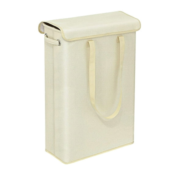 MERILER Laundry Basket with Lid: Tall Thin Hamper with Handles and Liner, Perfect for Bathroom, Bedroom, and Dorm Organization Storage
