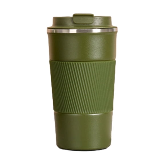 MERILER Leather Covered Stainless Steel Travel Mug - Double-Layer Vacuum Insulation for 12 Hours Hot or Cold, Portable and Spill-Proof with Flip Lid, Ideal for Men and Women on the Go