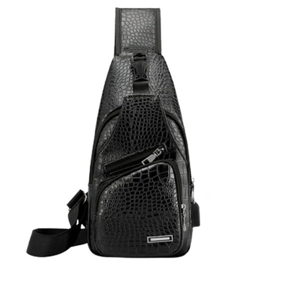 MERILER Leather Sling Bag with USB Charging Port - Adjustable Shoulder Backpack for Hiking, Camping, and Outdoor Activities - Suitable for Men and Women