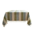 thumbnail image 1 of MERILER Mediterranean Blue Striped Polyester Linen Tablecloth for Indoor and Outdoor Use, Rectangular Design with Exquisite Fringe, 1 of 1