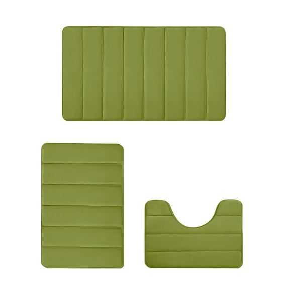 MERILER Memory Foam Bath Mat Set - 3 Pcs Bathroom Rugs, Soft Comfortable Absorbent Non-Slip, Machine Washable
