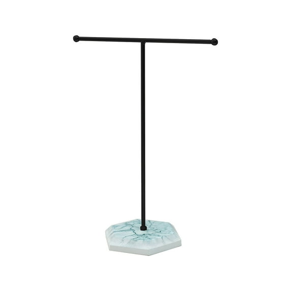 MERILER Modern T-Shape Jewelry Stand with Stone Base: Elegant Storage for Necklaces, Bracelets, and Earrings