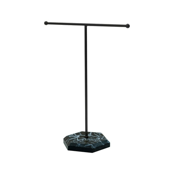 MERILER Modern T-Shape Jewelry Stand with Stone Base: Elegant Storage for Necklaces, Bracelets, and Earrings