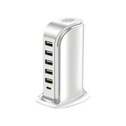 MERILER Multi-interface Charger Docking Station - Six USB Ports, 40W Fast Charging, Smart Charger with Overvoltage and Overcurrent Protection, Suitable for Various Devices