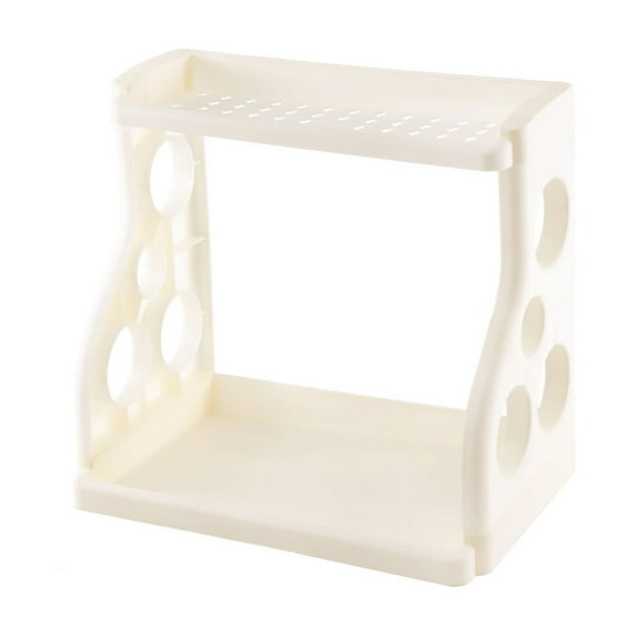 MERILER Multi-purpose Kitchen Shelf - Double Plastic Floor Rack with Knife Storage, Removable Holes for Spices and Oil Bottles (1x Spice Rack)
