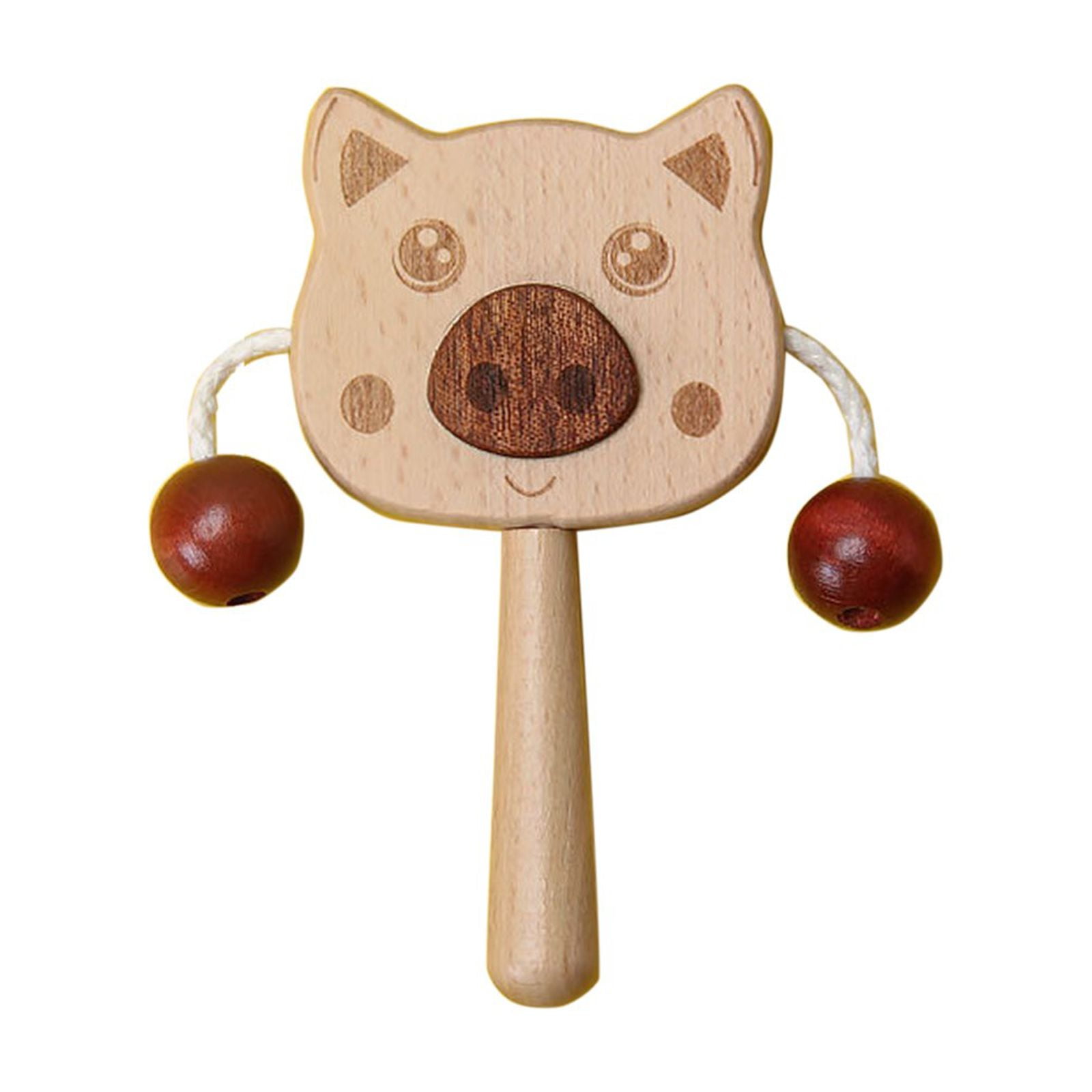 Handheld Rattles MERILER Natural Wooden Baby Rattle Toy - Handheld Sensory and Motor ...