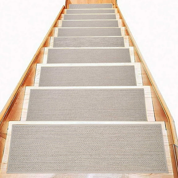 MERILER Outdoor Ready: Non-Slip Imitation Linen Stair Mat with Rubber Backing for All Weather Conditions