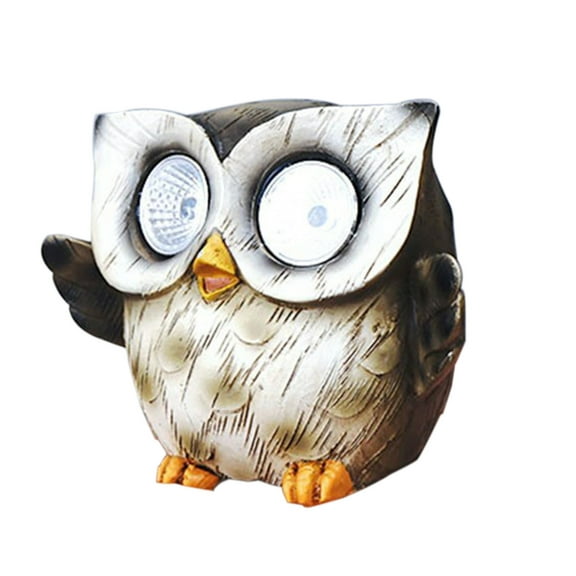 MERILER Owl Sculpture Resin Ornament Solar Lamp - Unique Desktop Decoration and Energy-Saving Night Light (Ideal Gift for Birthdays)